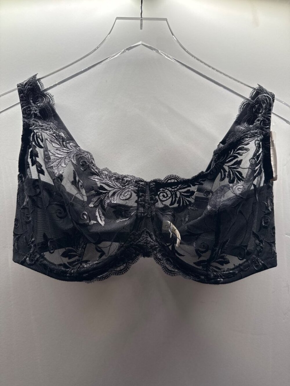 Soma Black Embroidered Lace Underwire Bra Full Coverage Adjustable Straps 38DDD